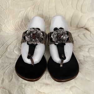 Elegant Black Floral Women's Sandals